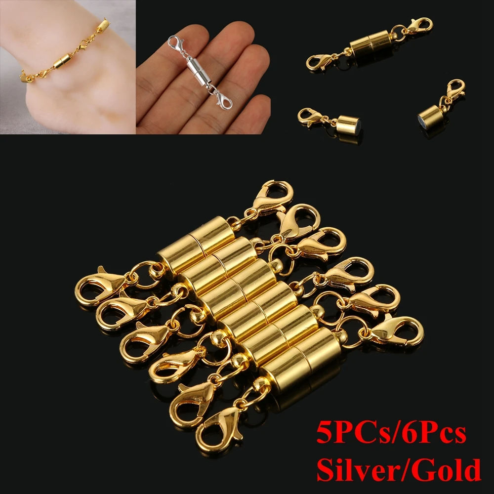 5/6/10PCs Gold Silver Necklace Bracelet Connector Hook Round Ball Magnetic Clasps Buckle Metal DIY Jewelry Accessories | Украшения и