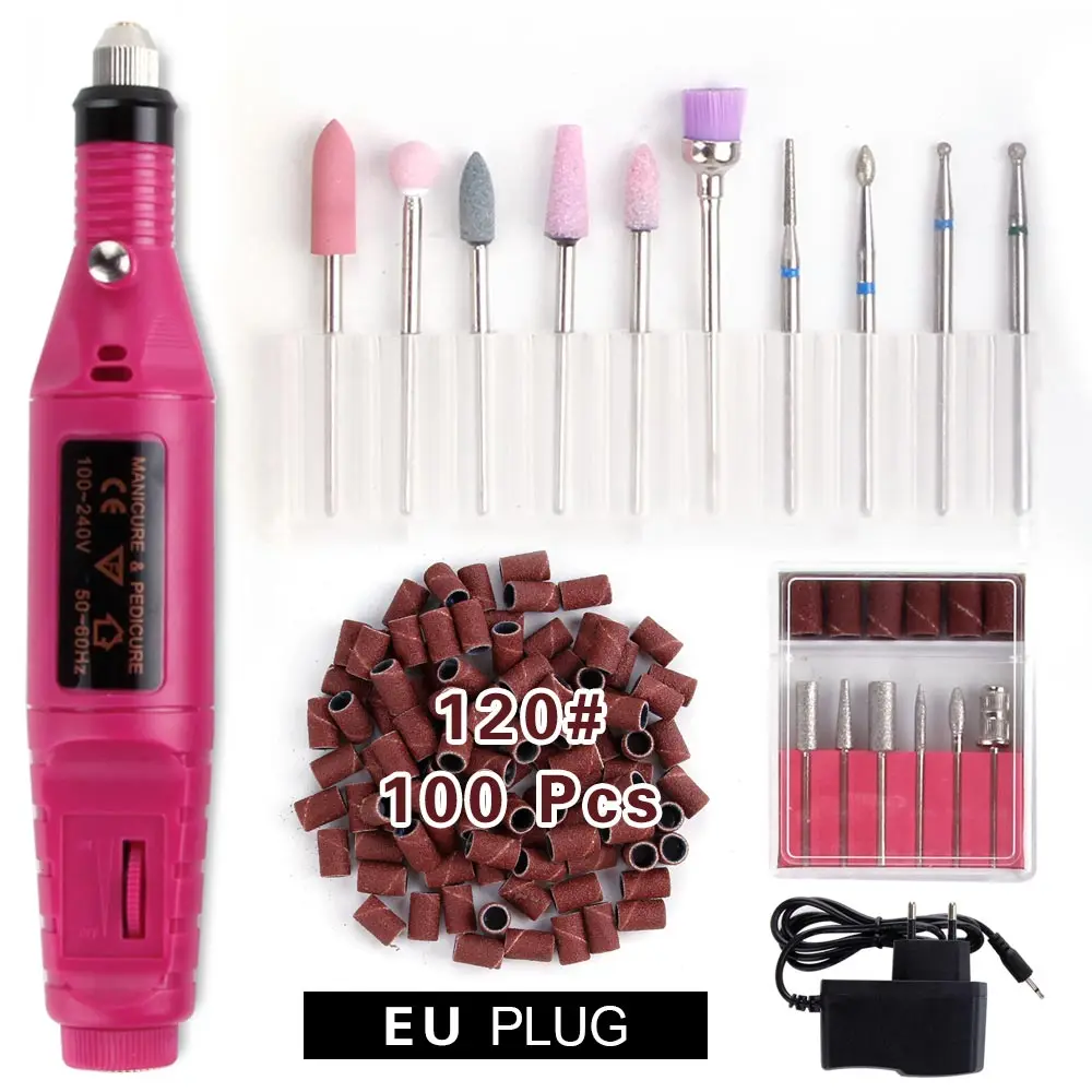 Rose Set 120 Электрический фрезерный станок набор сверл для ногтей керамический алмазный резак роторные заусенцы для маникюра для кутикулы - Цвет: Rose Set 120