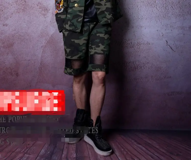 shorts M-6XL! ночной клуб бар певец DSDJ большое шоу Подиум GD камуфляж Подиум шоу костюм парикмахер бар костюм - Цвет: shorts