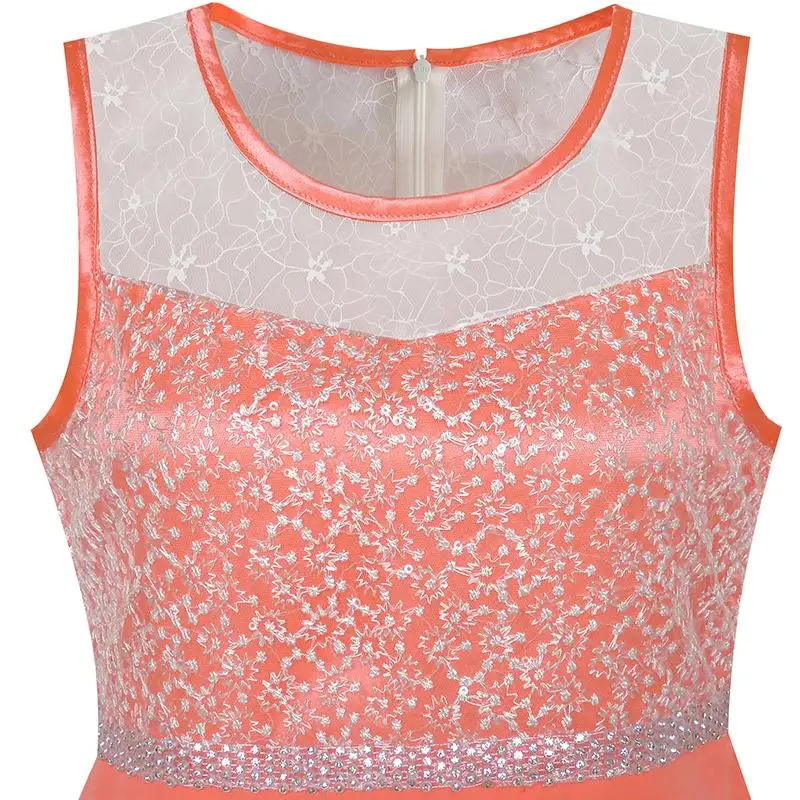 Sunny Fashion платья для девочек платье горный хрусталь Шифон Подружка невесты Танец Мяч Макси Платье