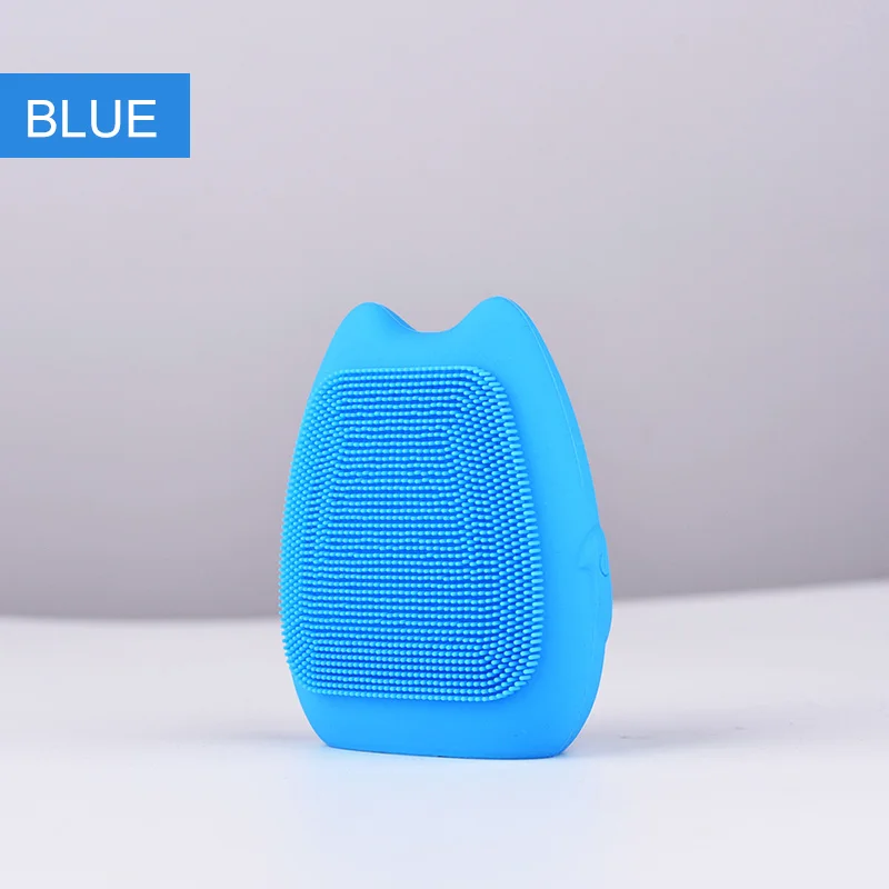 Blue Электрическая Очищающая щетка для лица, водонепроницаемый силиконовый массажер для лица, вибрационная щетка для акне, Электрический Очиститель лица, инструмент для красоты - Цвет: Blue