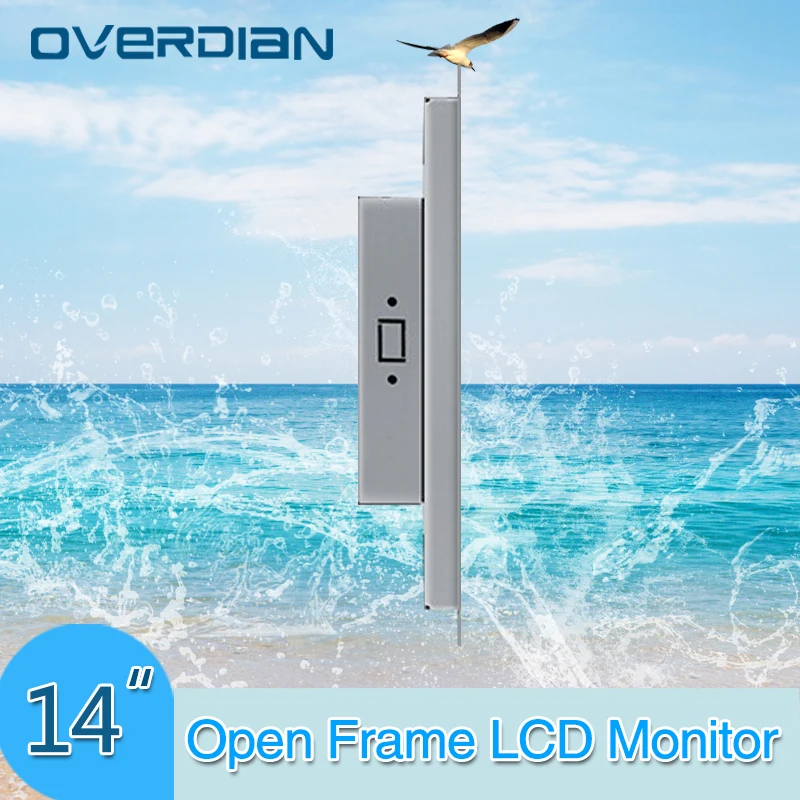 14 дюймов промышленный контроль ЖК-монитор VGA/TouchUSB Интерфейс белый открытая рамка