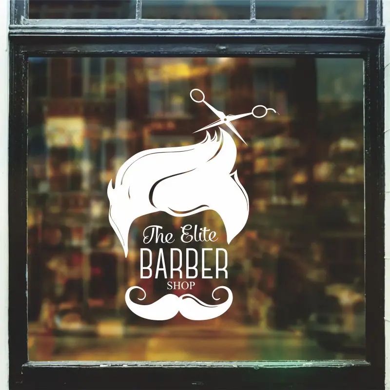 CHM- hombre Barber Shop Salon de belleza la pared ventana herramientas para el cabello etiqueta estilista 1680 | Дом и сад