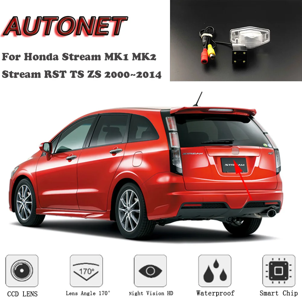 Камера заднего вида AUTONET HD с ночным видением для Honda Stream MK1 MK2 RST TS ZS 2000 ~ 2014