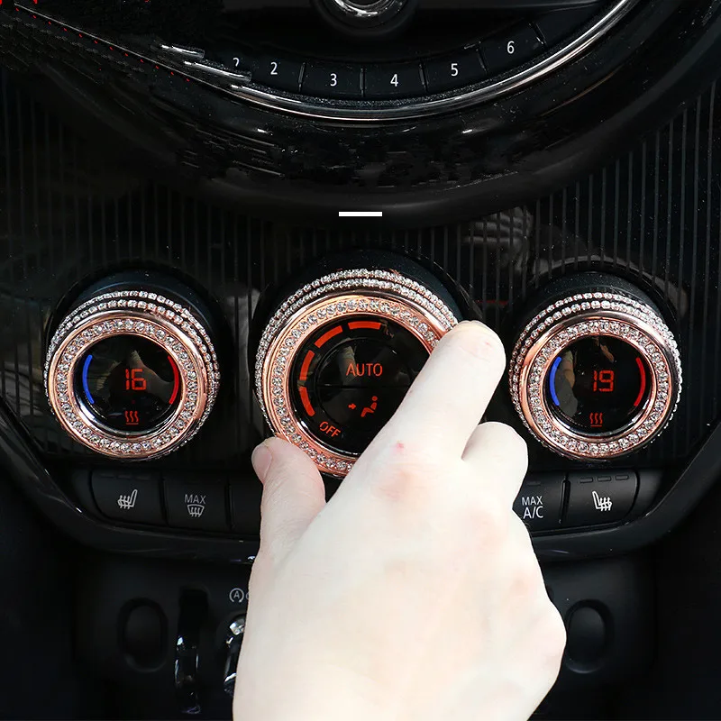 3 шт. Bling автомобиля центр Панель мультимедийный переключатель украшения кристаллы отделка кольцо крышки Стикеры для Mini Cooper F54 F55 F56 F60