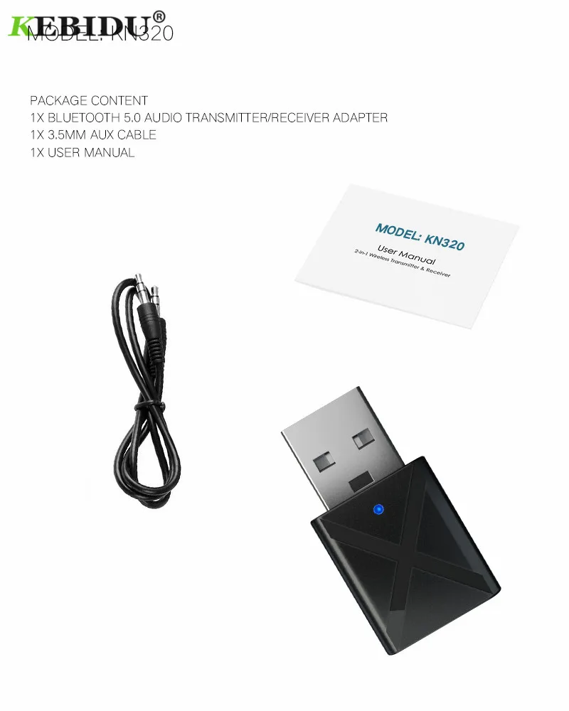 Беспроводной приемник KEBIDU USB Bluetooth V5.0 передатчик аудио музыка стерео адаптер ключ