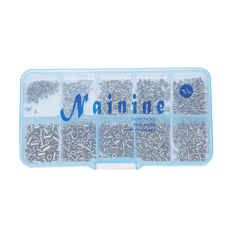 

1000Pcs M0.9 M1.3 M1.5 M1.7 Mix GB876 Tubular Rivets Double-sided Circuit Board PCB Nails Copper Hollow Rivet Nuts Kit B036