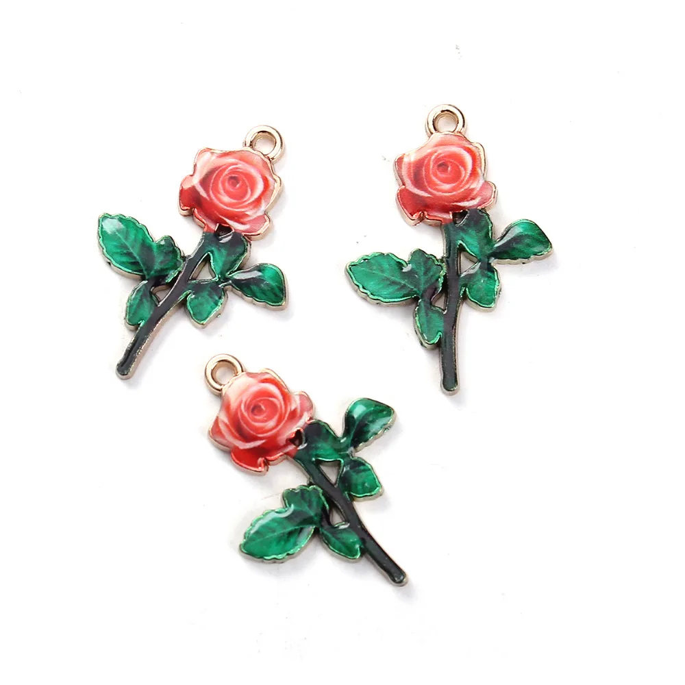 DoreenBeads подвески из цинкового сплава золотого цвета с красным и зеленым цветком