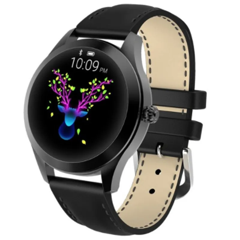black KW10 умные часы IP68 Водонепроницаемые часы монитор сердечного ритма монитор сна женские умные часы подходят для телефонов Android и iOS - Цвет: black