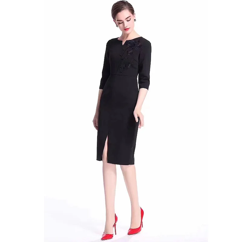 Xxxl платья Vestidos осень зима Коктейльные Вечерние женские платья с v-образным вырезом элегантное платье с вышивкой облегающее сексуальное платье-карандаш с разрезом