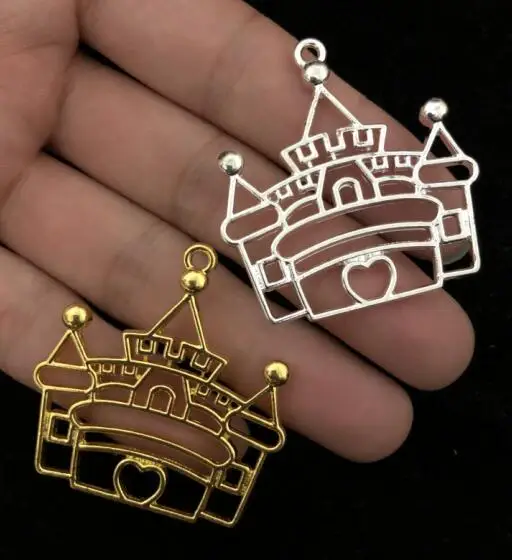 castle in gold 5 шт., сказочное животное, девять хвостов, лисы, маленькая коати, Безель, вентилятор, подвеска, рамка, сделай сам, УФ смола, ремесло, золото, серебро, кролик, Полые Подвески - Цвет: castle in gold