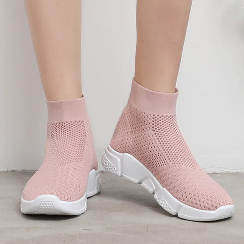 Повседневные сетчатые кроссовки размера плюс 41 42 женские высокие из тянущейся