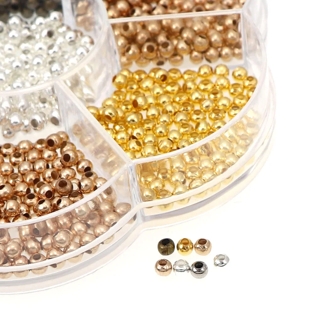 Круглый Гладкий Железный Бусина в цветочной коробке 3 мм металлические бусины