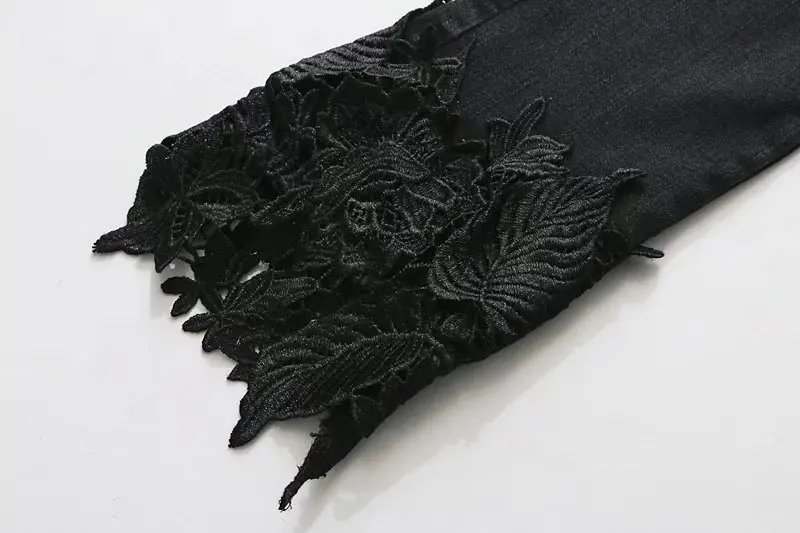 Рваные Корейская Высокая талия женские джинсы прикладочные стрейч обтягивающие