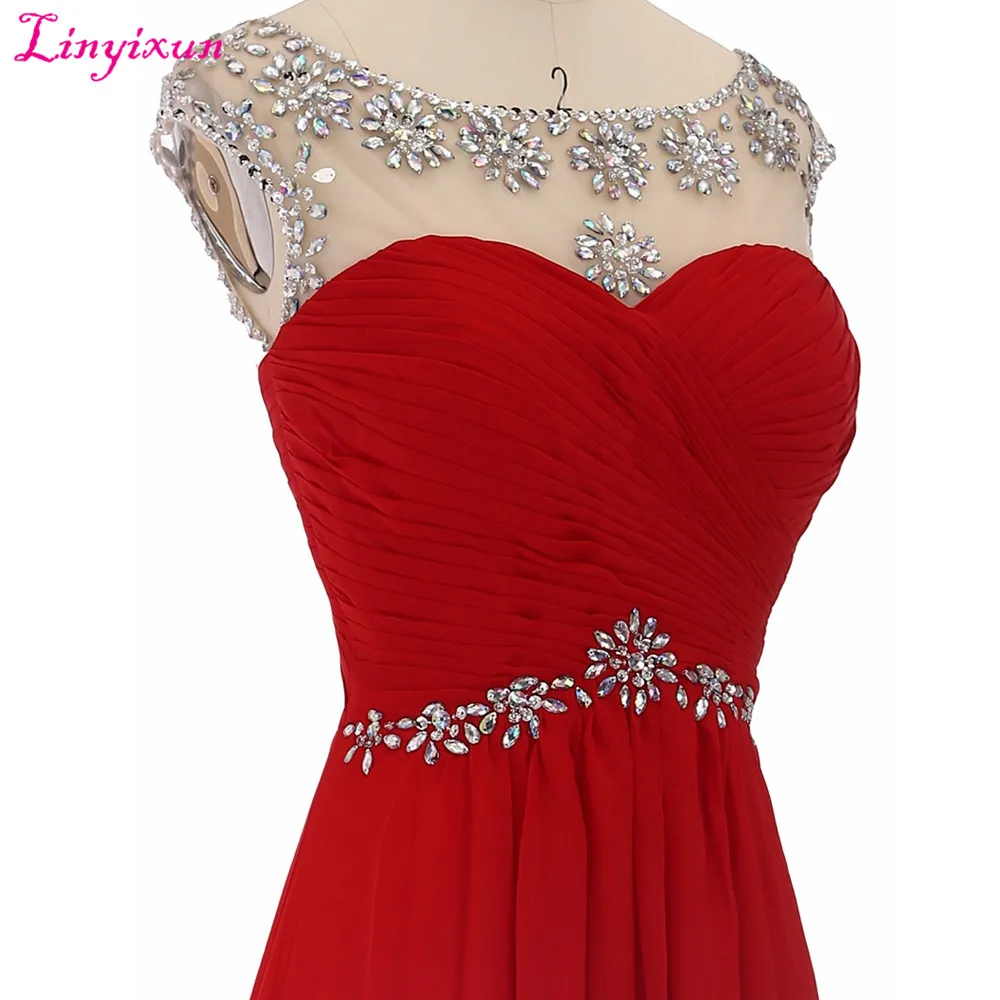 Linyixun Real Photo vestido de festa longo Sparkly Beaded Long Prom Dresses 2017 Sexy Backless A Line Evening Party Gowns | Свадьбы и