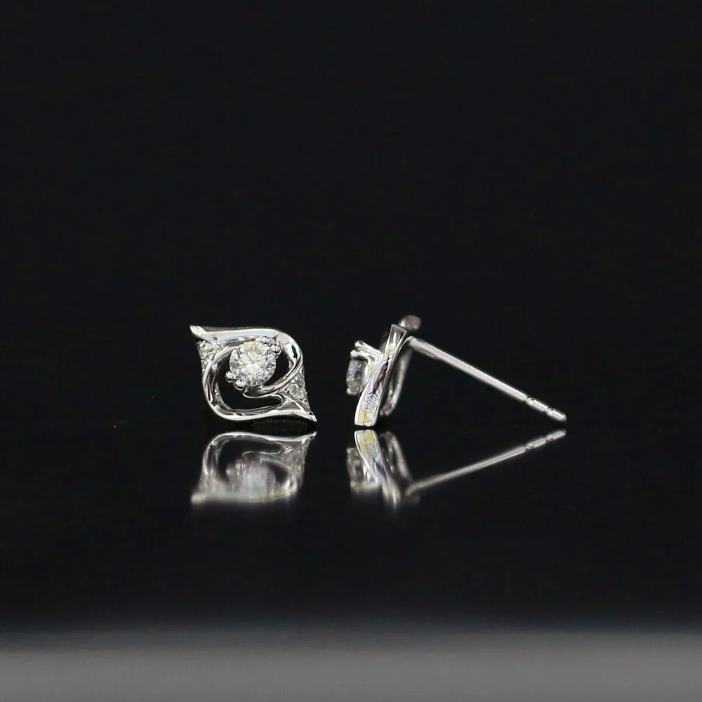 LASAMERO 0.196CT круглые серьги с натуральным бриллиантом 18 K белое золото бриллианты