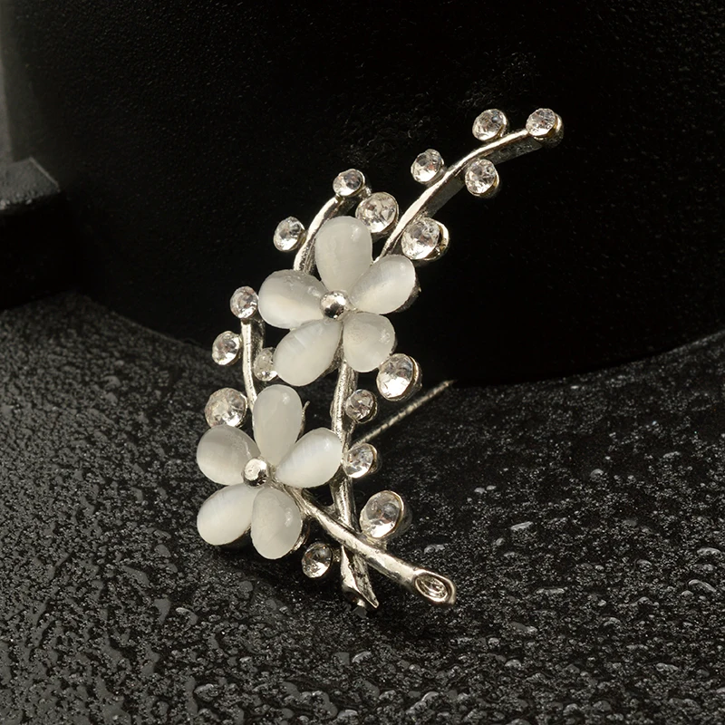 Новинка Женская Брошь с двойным цветком зеленым растением брошь Hijabpin значок