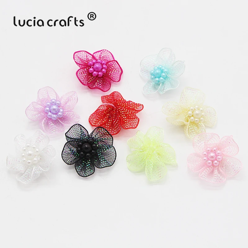 Lucia crafts 12 шт/24 шт 3 см Шелковый цветок Девушки Бутик мини бант для волос Головные уборы DIY Одежда ручной работы аксессуары B0904