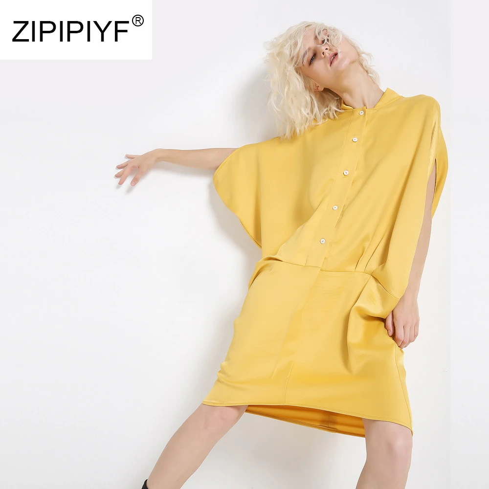 Новые 2018 Для женщин Сплошной посылка бедра платье Винтаж рукав &quotлетучая мышь&quot