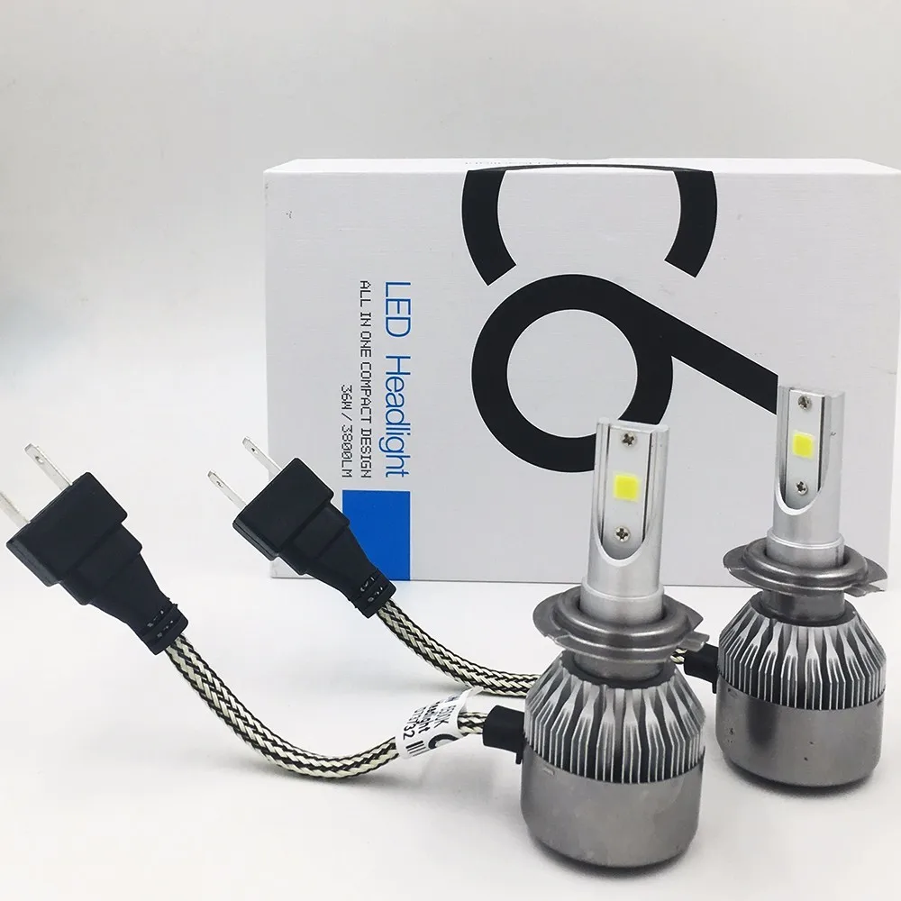 2X H7 светодиодные фары C6 света фар 72 Вт 7600LM 6000 К|Передние LED-фары для авто| |