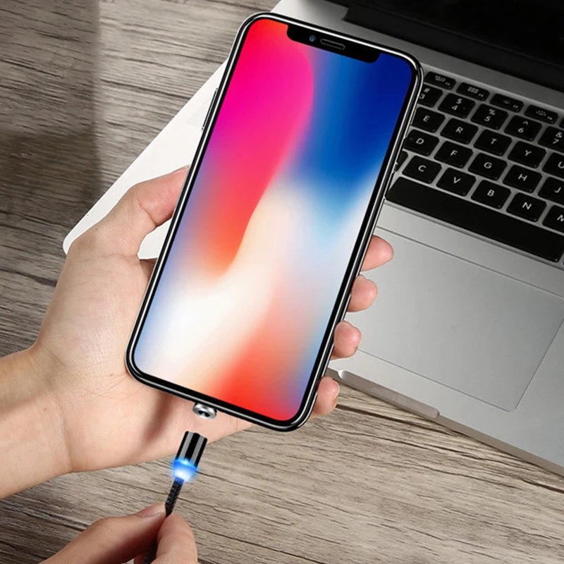 Магнитный светодиодный Магнит Micro USB зарядный кабель для iPhone Android type-C Магнитный кабель зарядный провод мобильный телефон Быстрая зарядка шнур