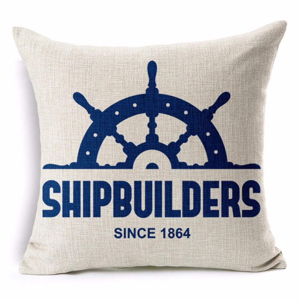 Квадратный морской мореходный художественная подушка крышка из хлопка и льна