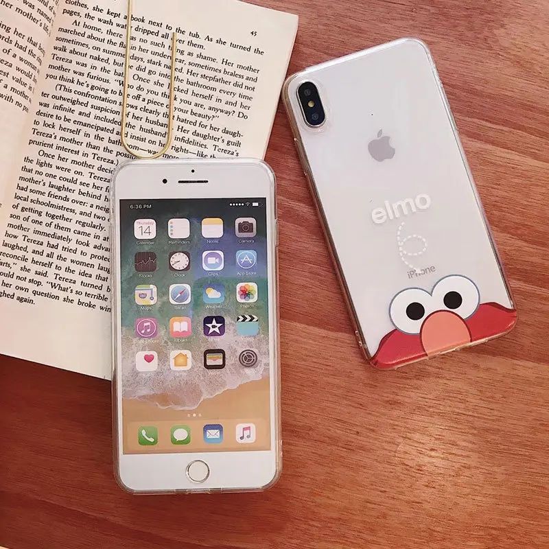 Чехол для телефона с изображением улицы Сезам, чехол для iphone 11 Pro XS Max XR X 7 6 6s 8 Plus, милый мультяшный чехол с рисунком Элмо, прозрачный чехол
