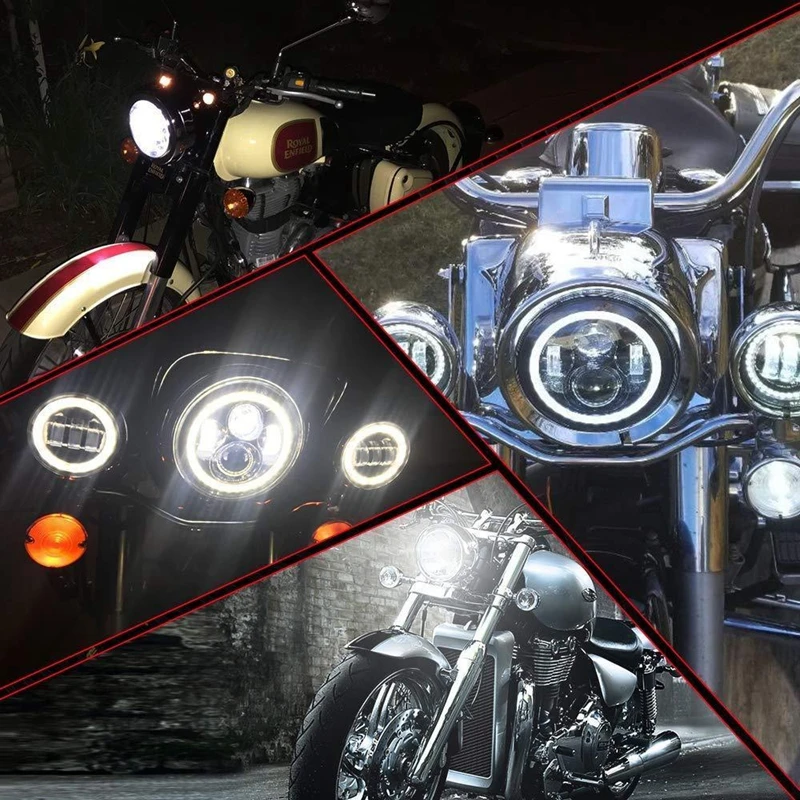 7 дюймов светодиодный проектор фар + 4 5 "Туман вспомогательные огни для Harley Softail