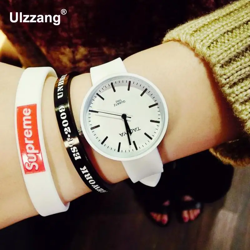 Новые модные милые тонкие мягкие силиконовые резиновые кварцевые наручные часы