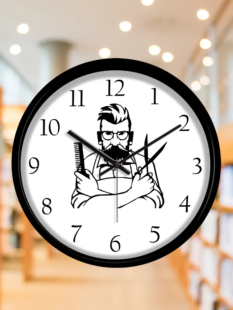 10 дюймов Черный и белый рамка салон часы немой Парикмахерская Wall Art украшение