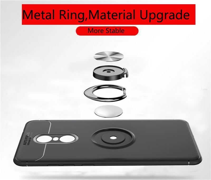 KAXOE Multifunction Car Magnetic Holder Soft TPU Phone Case Cover Suction Ring Bracket for Xiaomi Redmi Note 4/Note 4X |