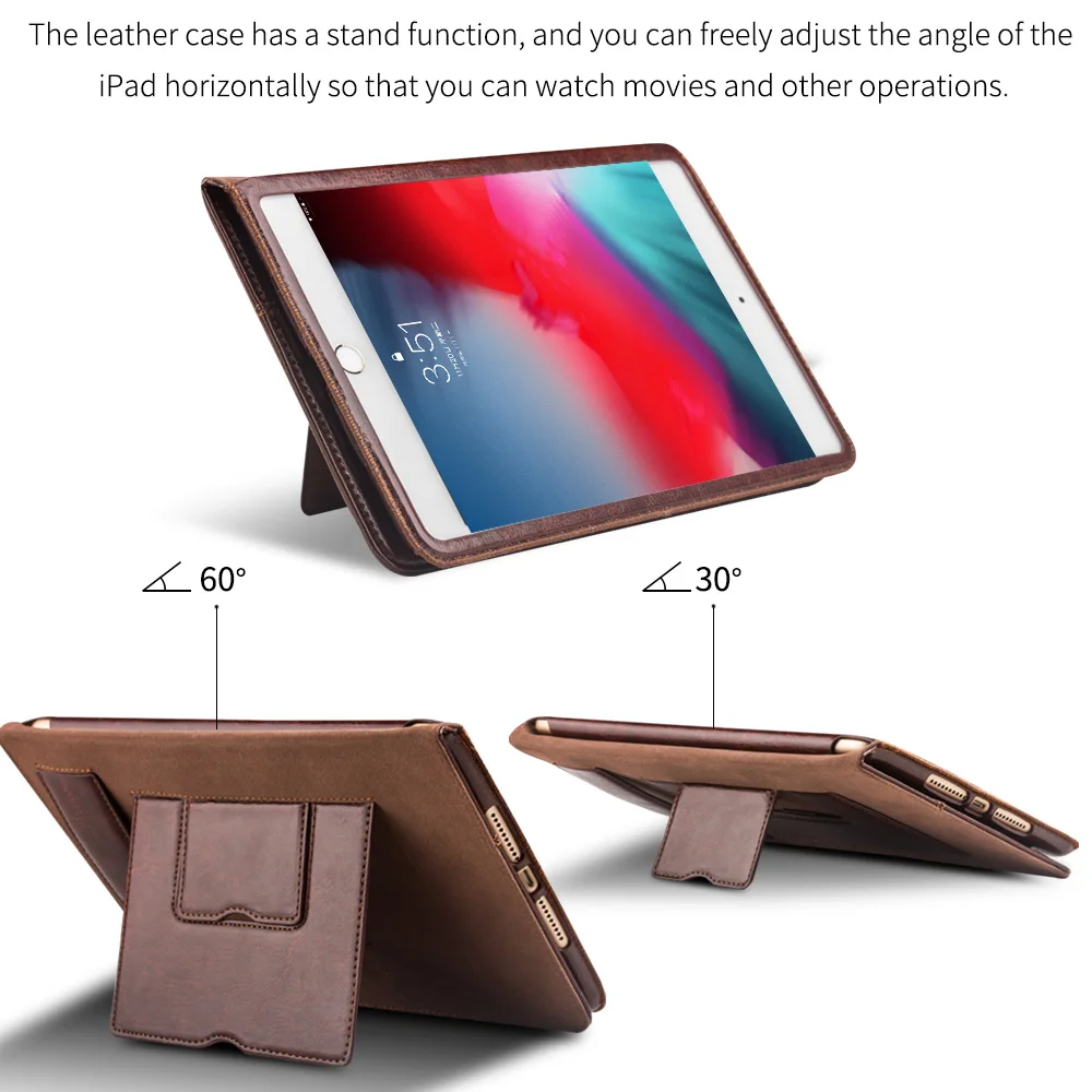Чехол Qialino из натуральной кожи для Ipad Mini 5 Стильный флип чехол ручной работы с