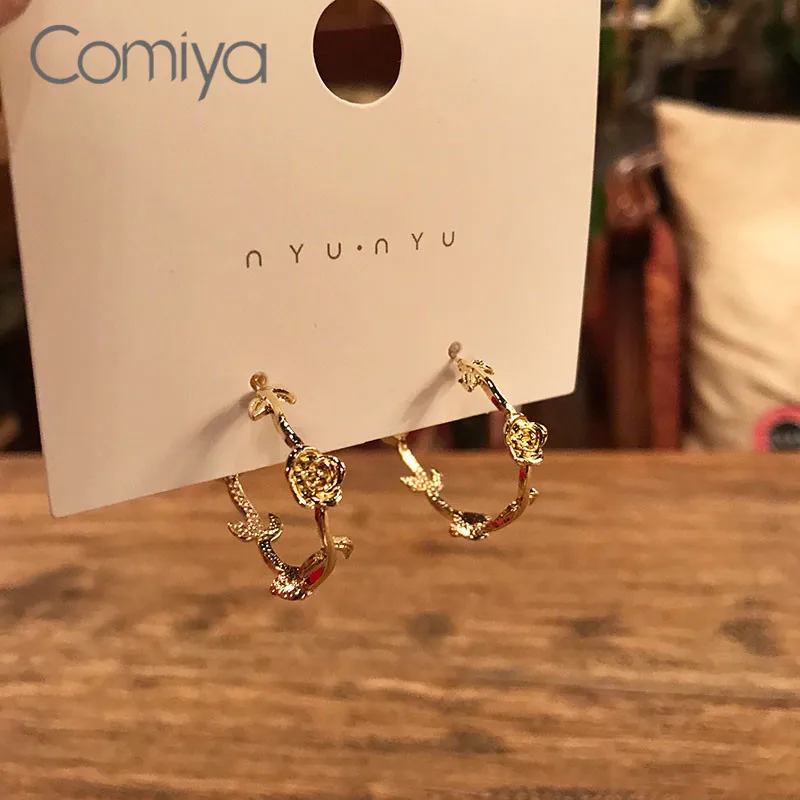 Женские серьги-гвоздики Comiya элегантные серьги золотистого цвета из цинкового