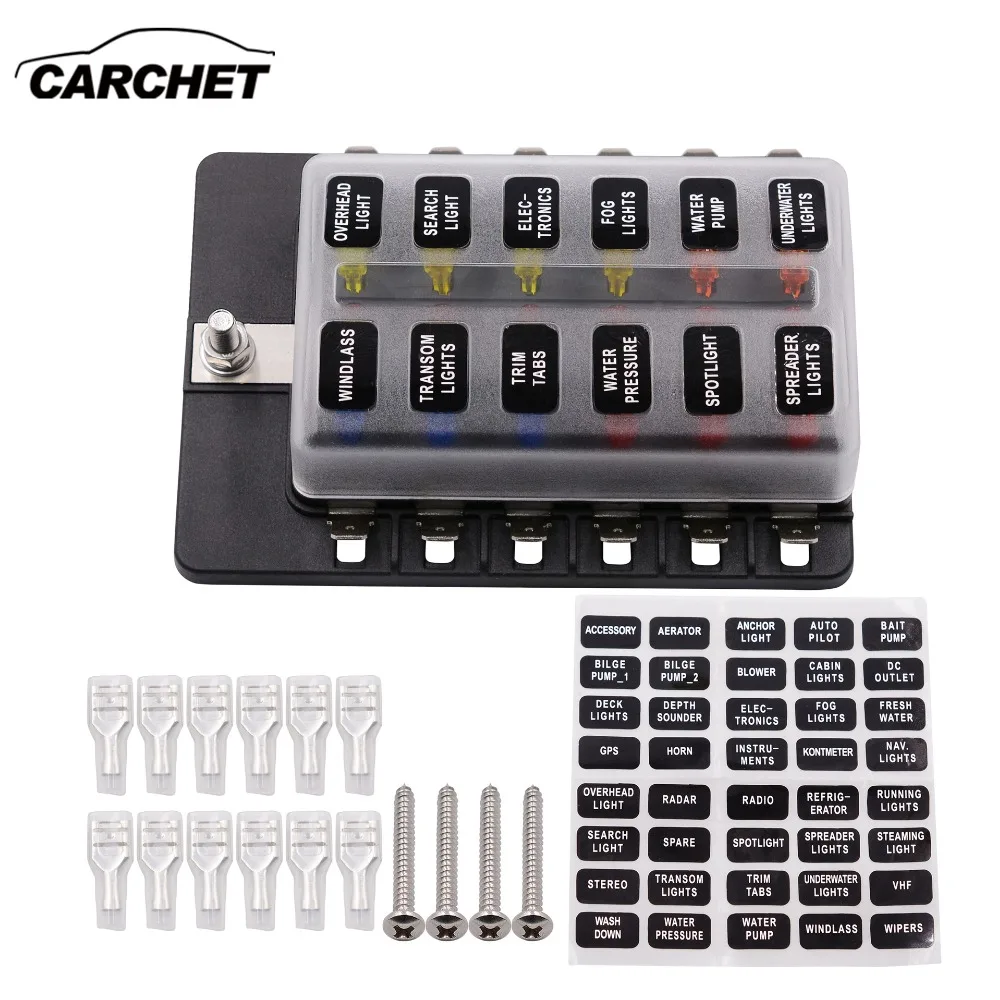 CARCHET 12way Blade держатель предохранителя 12В 24В для автомобиля лодки морской караван