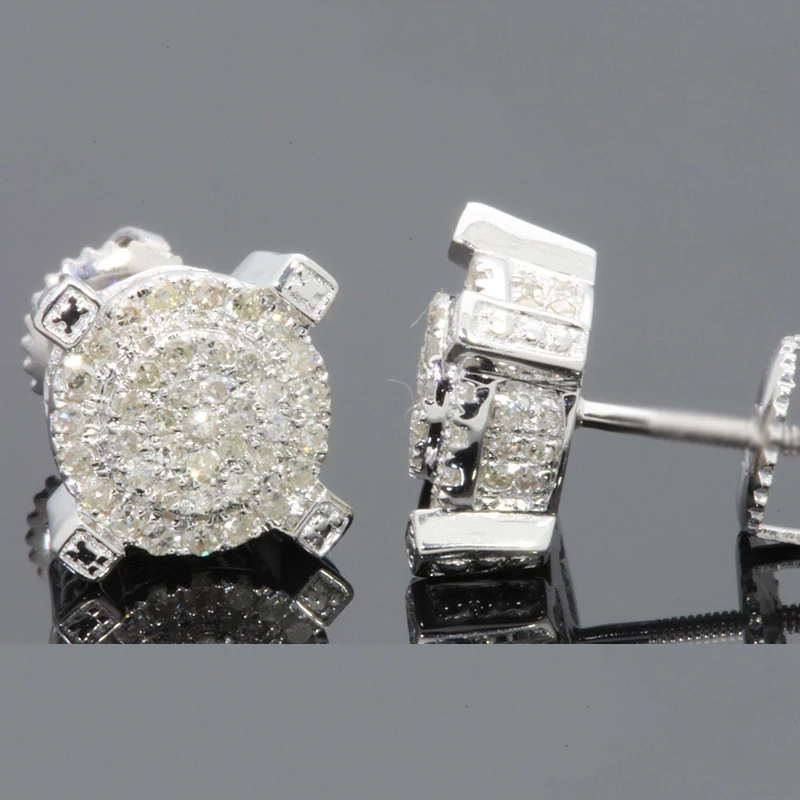 Женские и мужские круглые серьги-гвоздики с австрийским кубическим цирконием