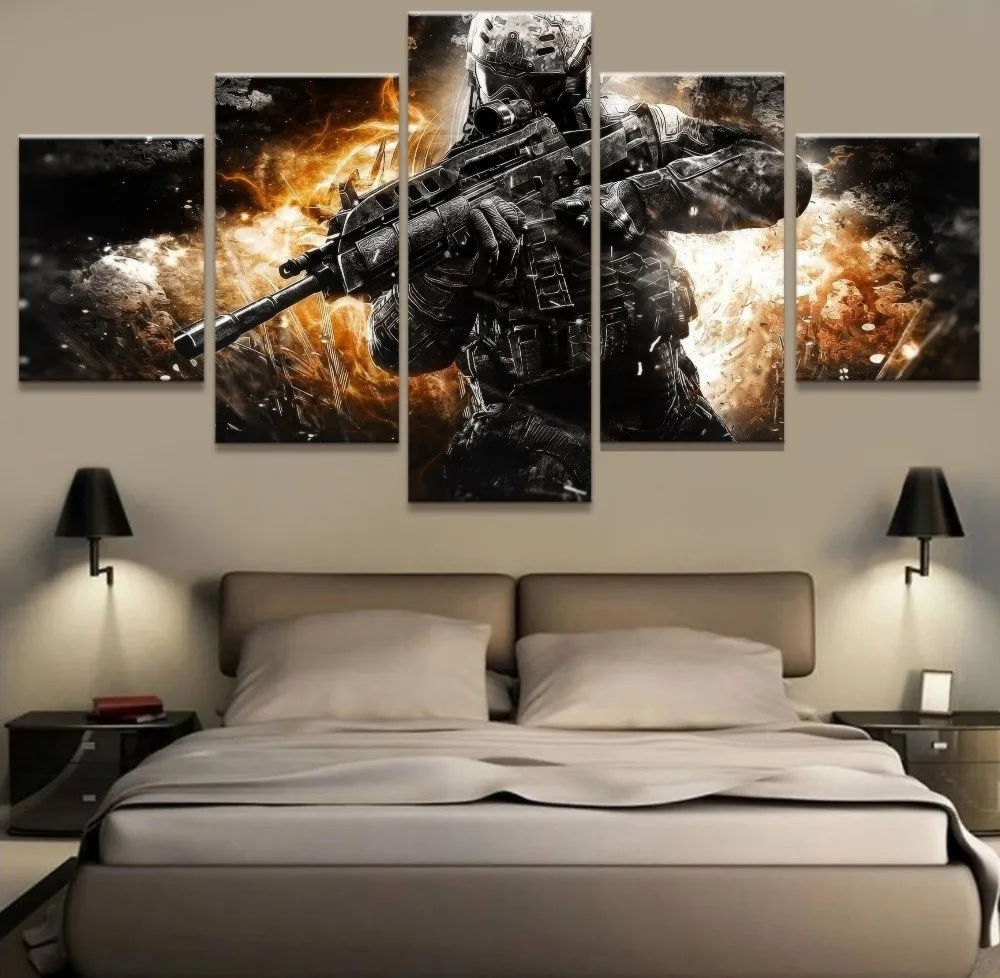 Call of Duty Soldiers 5P картины печать на холсте HD Абстрактная Картина офисная настенная