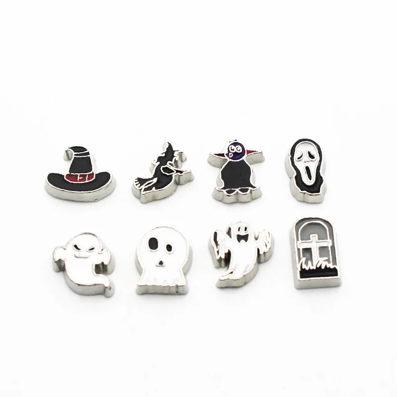 

Mixs 10pcs Metal Enamel Many Style Hallowmas Floating Charms For DIY Living Glass Memory Lockets Necklace Bracelet Jewelry
