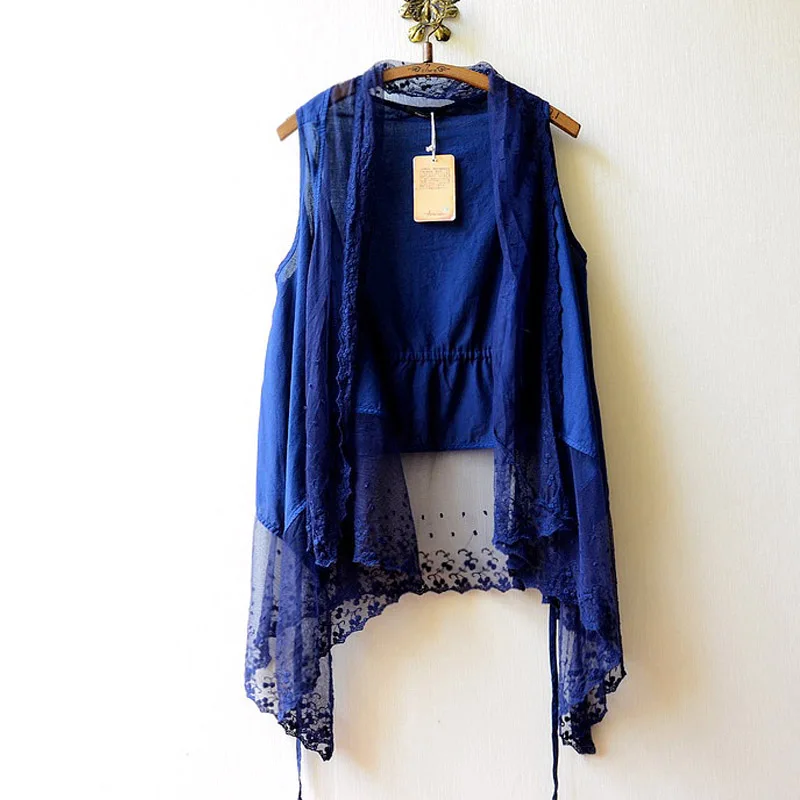 Женский Тонкий жилет летняя шаль волшебный белый из хлопка с кружевами в стиле