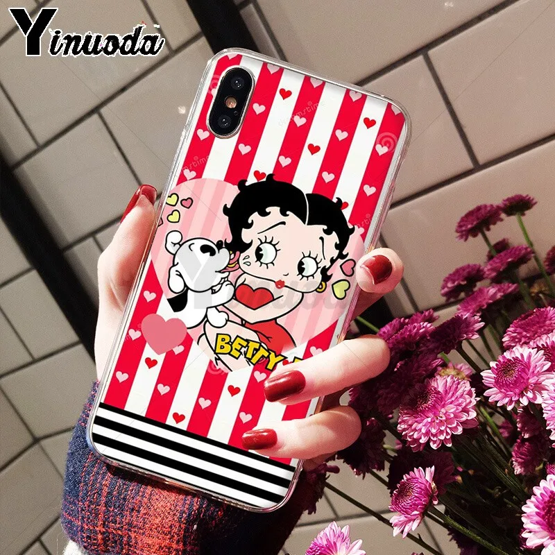 Мягкий чехол Yinuoda Betty boop для iPhone 5 5Sx 6 7 7plus 8 8Plus X XS MAX XR|Чехлы-накладки| |