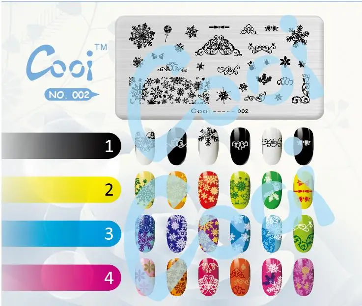 Cooi 002 Пластина для штамповки ногтей 6*12 см прямоугольная сталь металл pochoir ongle пластины для штамповки ногтей инструмент краски скребок шаблон изображения плесень - Цвет: Cooi 002
