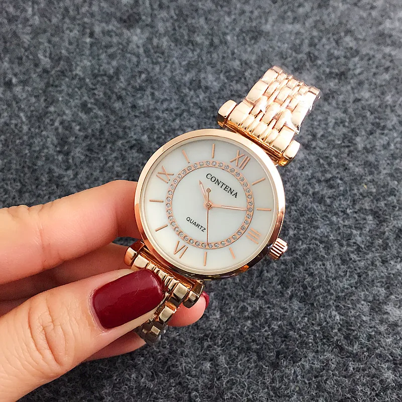 Contena лучший бренд класса люкс Montre часы Femme Модные женские Для женщин Стразы полный
