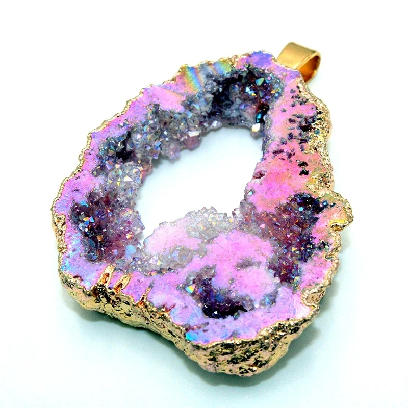 Новый модный геометрический естественный неправильной формы Rock Druzy Stone ожерелье