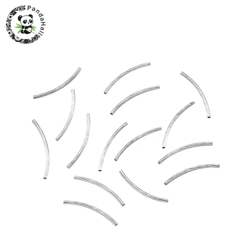 200 pcs Curved Brass Tube Beads Jewelry Findings Components For Making DIY about 2mm wide 35mm long hole: 1mm | Украшения и