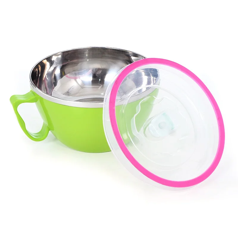 Миска из нержавеющей стали миска для лапши с ручкой крышкой Студенческая коробка