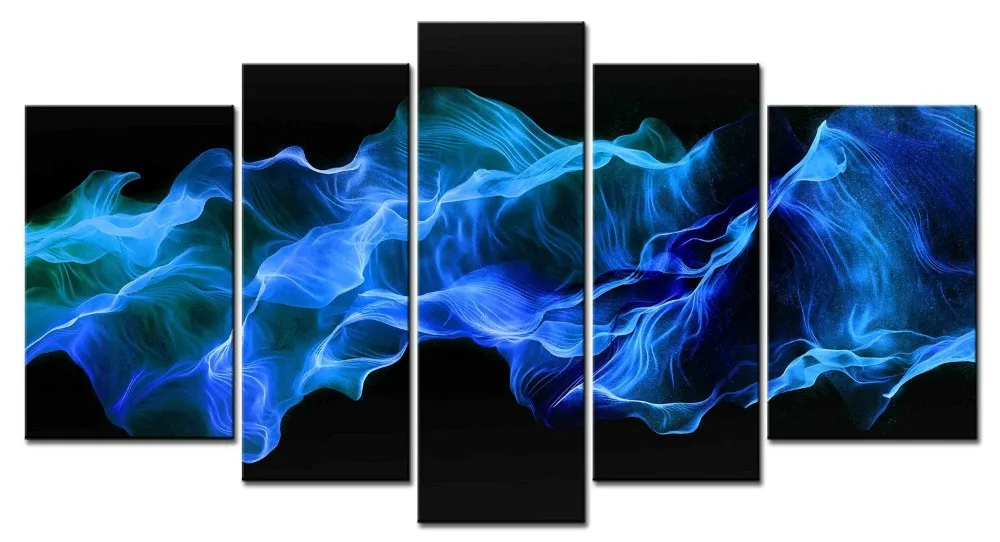 HD печать 5 Панель синий дым холст искусство плакат Настенные картинки для