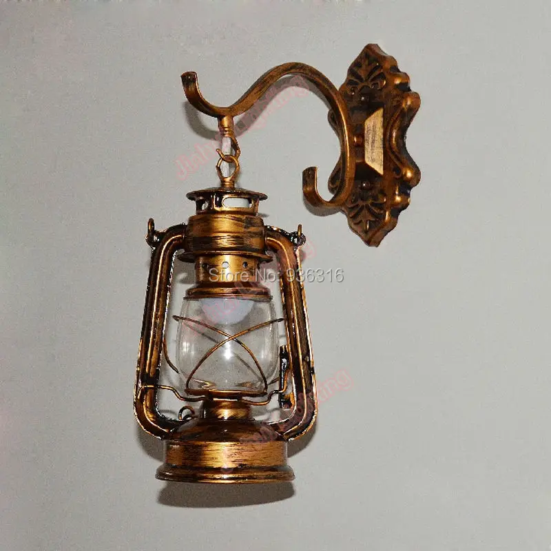 Античная Медь Старинные Фонарь Бра Персонализированные Керосиновая Лампа Мода