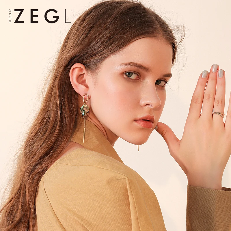 Женские серьги подвески ZEGL длинные с кисточками|Серьги-подвески| |