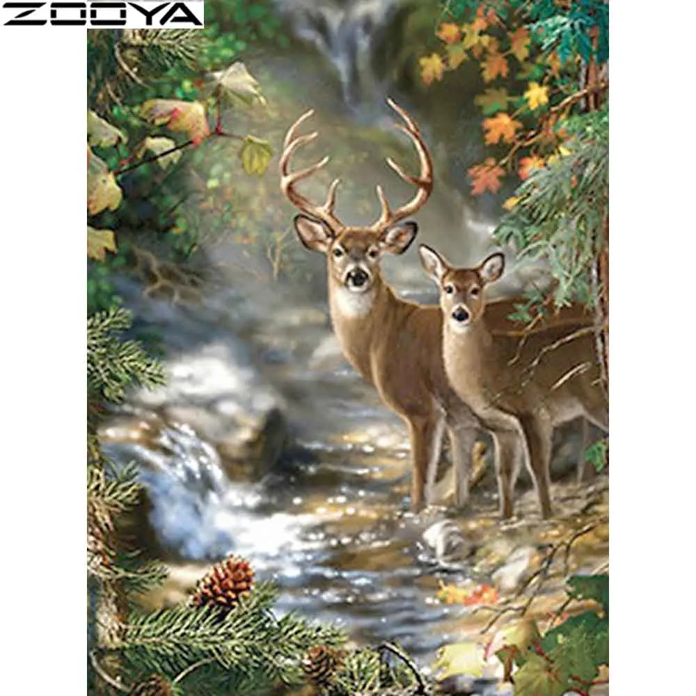

ZOOYA Diamond Embroidery 5D DIY Diamond Painting Hobby Animasl Deer Diamond Painting Rhinestone Cross Stitch Home Decor R565
