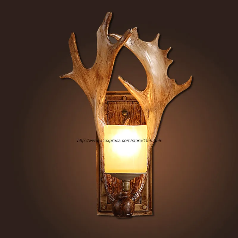 Винтаж рога бра Спальня коридор Ретро Стекло настенные светильники lmpara де