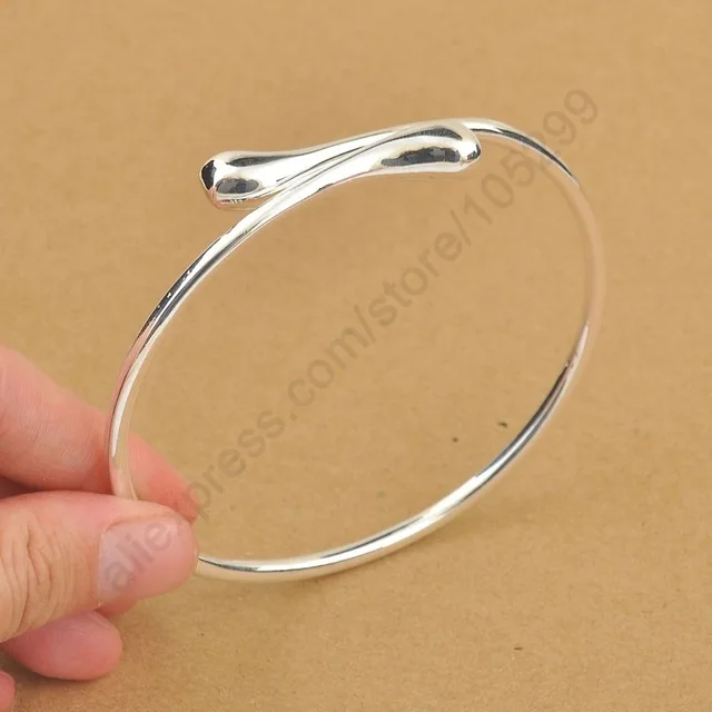 

100% 925 Sterling Silver Bracelet Bangles Simple Elegant Wedding Anniversary Birthday Gift For Women Girls Female Promotion